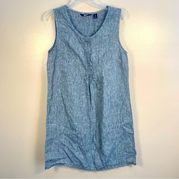 Lands' End Dresses & Skirts - Lands’ End 100% Linen Sleeveless A Line Knee Chambray Length Dress